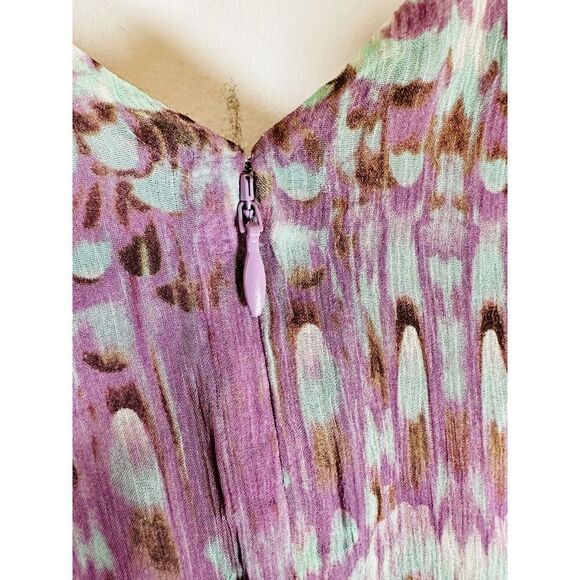 Sundance Purple Watercolor Printed Short Sleeve Silk Chiffon Dress Size 8 EUC - Picture 9 of 16
